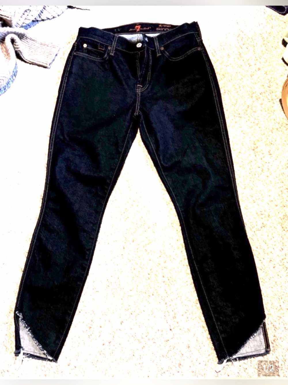 7 For All Mankind Ankle Skinny Dark Wash Jeans Size 28
